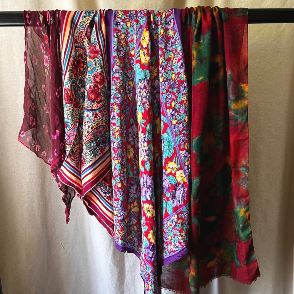 Vintage Silk Scarf Lot Talbots Jones New York‎ Floral Paisley Italy 4 Pc